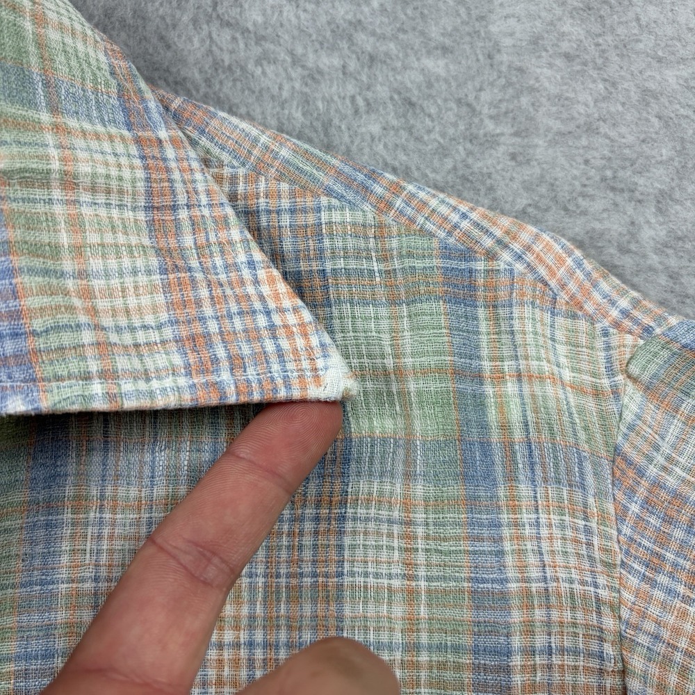 Vintage‎ 70s JCPenney Shirt Mens Medium Plaid Gauze Tapered Two Pocket Button Up - Picture 7 of 9